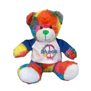 PEACE PALS 8” Tie Dye Teddy Bear Hippie Rainbow Plush Stuffed Animal Arkansas